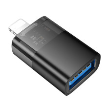 Adapteris OTG Lightning į USB A Hoco UA36 juodas permatomas