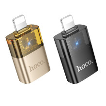 Adapter OTG Lightning to USB A Hoco UA36 black transparent