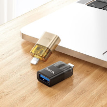 Adapteris OTG Lightning į USB A Hoco UA36 juodas permatomas