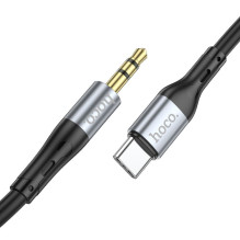 Kabelis AUX lizdas 3,5 mm į USB C Hoco 1 m UPA22 juodas