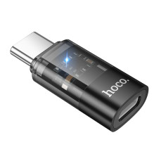 Adapteris USB C į Lightning Hoco UA36D, skaidrus, juodas Adapteris USB C į Lightning Hoco UA36D, skaidrus, juodas