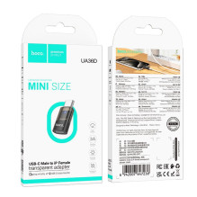 Adapter USB C to Lightning Hoco UA36D transparent black