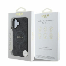 GUESS case for IPHONE 16 compatible with MagSafe GUHMP16SG4GFRK (PU 4G Ring Classic Logo) black