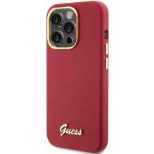 GUESS case for IPHONE 15 Pro GUHCP15LSMBSLM (Silicone Script Metal Logo &amp; Frame) magenta