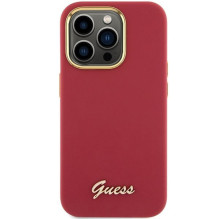 GUESS case for IPHONE 15 Pro GUHCP15LSMBSLM (Silicone Script Metal Logo &amp; Frame) magenta