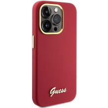GUESS case for IPHONE 15 Pro GUHCP15LSMBSLM (Silicone Script Metal Logo &amp; Frame) magenta