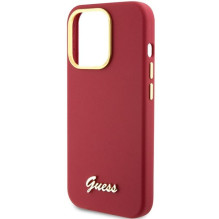 GUESS case for IPHONE 15 Pro GUHCP15LSMBSLM (Silicone Script Metal Logo &amp; Frame) magenta