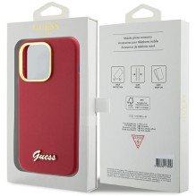 GUESS case for IPHONE 15 Pro GUHCP15LSMBSLM (Silicone Script Metal Logo &amp; Frame) magenta