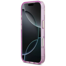 GUESS case for IPHONE 17 Pro Max compatible with MagSafe GUHMP17XHFLPEDU (IML Metal Glitter Flowers Triangle) purple