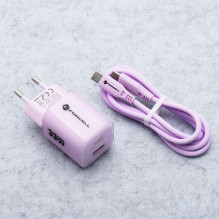 Telefono įkroviklis Forcell F-Energy GaN III Crystal Color USB C + USB A QC4.0 PD 33W + silikoninis laidas USB C į USB C Telefono įkroviklis Forcell F-Energy GaN III Crystal Color USB C + USB A QC4.0 PD 33W + silikoninis laidas USB C į USB C