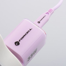 Telefono įkroviklis Forcell F-Energy GaN III Crystal Color USB C + USB A QC4.0 PD 33W + silikoninis laidas USB C į USB C Telefono įkroviklis Forcell F-Energy GaN III Crystal Color USB C + USB A QC4.0 PD 33W + silikoninis laidas USB C į USB C