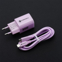 Phone charger Forcell F-Energy GaN III Crystal Color USB C + USB A QC4.0 PD 33W + silicone cable USB C to USB C VT-41 pu