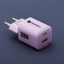 Phone charger Forcell F-Energy GaN III Crystal Color USB C + USB A QC4.0 PD 33W + silicone cable USB C to USB C VT-41 pu