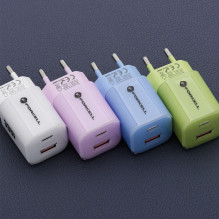 Phone charger Forcell F-Energy GaN III Crystal Color USB C + USB A QC4.0 PD 33W + silicone cable USB C to USB C VT-41 pu
