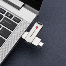 USB atmintinė 32 GB USB 3.2 Gen 1 (USB A / USB C) Forcell F-Data Metal Duo, sidabrinė USB atmintinė 32 GB USB 3.2 Gen 1 (USB A / USB C) Forcell F-Data Metal Duo, sidabrinė