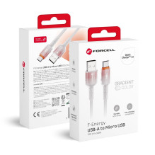 USB A į Micro USB laidas Forcell F-Energy QC3.0 2,4A 18W gradientas 1 m C351 baltas