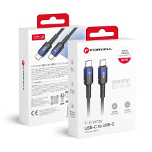 USB C laidas į USB C jungtį Forcell F-Energy QC4.0 PD 3A 60W gradientas 1 m C354 juodas