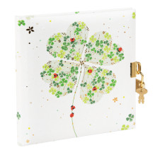 Užrašų knygelė - GOLDBUCH 44423 Lucky Clover 96 Puslapių, Užraktas, 17x17 cm, Balta