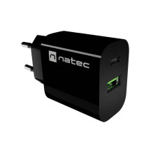 WALL CHARGER NATEC RIBERA 1X USB-A + 1X USB-C 20W BLACK WALL CHARGER NATEC RIBERA 1X USB-A + 1X USB-C 20W BLACK