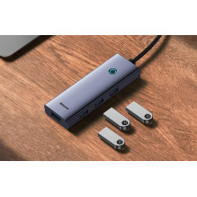 Adapteris Baseus HDMI + 4xUSB3.0 + USB-C PD / USB-C 100W Adapteris Baseus HDMI + 4xUSB3.0 + USB-C PD / USB-C 100W