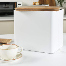 Salter BW128991W Toronto Bread Bin, White / Wooden