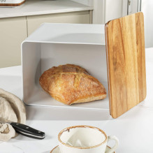 Salter BW128991W Toronto Bread Bin, White / Wooden