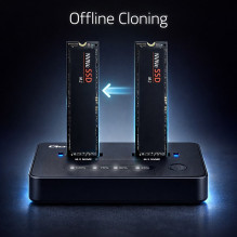 Qoltec 52366 M.2 NVMe SSD Docking Station , PCIe , USB-C , 20 Gb / s , DUAL 2 x 8TB , Offline cloning