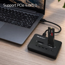 Qoltec 52366 M.2 NVMe SSD Docking Station , PCIe , USB-C , 20 Gb / s , DUAL 2 x 8TB , Offline cloning