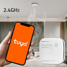 Qoltec 52579 Wireless smoke detector with battery , Tuya , Wi-fi , sensor service life 10 years , alarm 85dB , LED Qoltec 52579 Wireless smoke detector with battery , Tuya , Wi-fi , sensor service life 10 years , alarm 85dB , LED