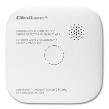 Qoltec 52579 Wireless smoke detector with battery , Tuya , Wi-fi , sensor service life 10 years , alarm 85dB , LED Qoltec 52579 Wireless smoke detector with battery , Tuya , Wi-fi , sensor service life 10 years , alarm 85dB , LED