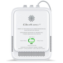 Qoltec 52654 2in1 natural gas and carbon monoxide (CO) leak detector , CH4 , CO , NG , Tuya , Wi-Fi , 85dB alarm , LED Qoltec 52654 2in1 natural gas and carbon monoxide (CO) leak detector , CH4 , CO , NG , Tuya , Wi-Fi , 85dB alarm , LED