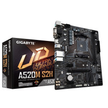Motininė Plokštė - GIGABYTE A520M S2H, palaiko AMD Ryzen 5000 serijos AM4 CPU, 4+3 fazių grynasis skaitmeninis VRM, iki 