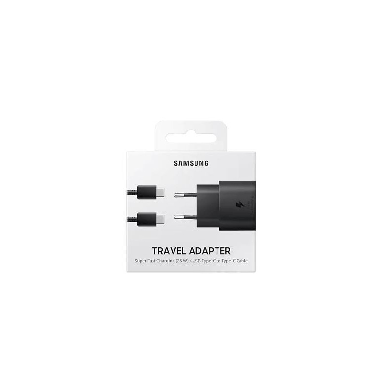 Įkroviklis originalus Samsung Super Fast Charging (Type-C) EP-TA800XBEGWW (25W) juodas + type-C kabelis su įpakavimu