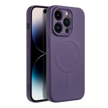 Case for iPhone 14 PRO Silicone Mag Cover compatible with MagSafe dark purple