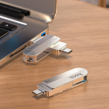Pendrive 128GB USB 3.0 (USB A + USB C) Hoco UD10 silver