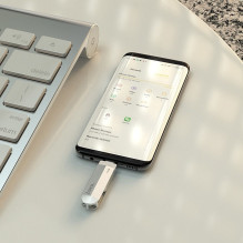 Pendrive 128GB USB 3.0 (USB A + USB C) Hoco UD10 silver