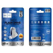 USB atmintinė 128GB USB 3.0 (USB A + USB C) Hoco UD8 nikeliuotas