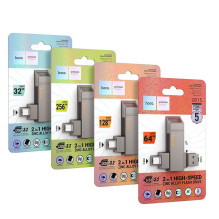 USB atmintinė 32GB USB 3.2 (USB A + USB C) Hoco UD15 pilka