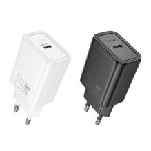 Telefono įkroviklis Hoco USB C QC PD 20W N60 juodas Telefono įkroviklis Hoco USB C QC PD 20W N60 juodas