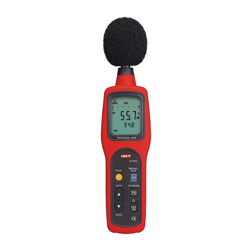 Matavimo Priemonė - Uni-T UT352 Garso Lygio Matuoklis 30-130 dB, ±1.5 dB Tikslumas, Apšviestas LCD Ekranas, Juoda