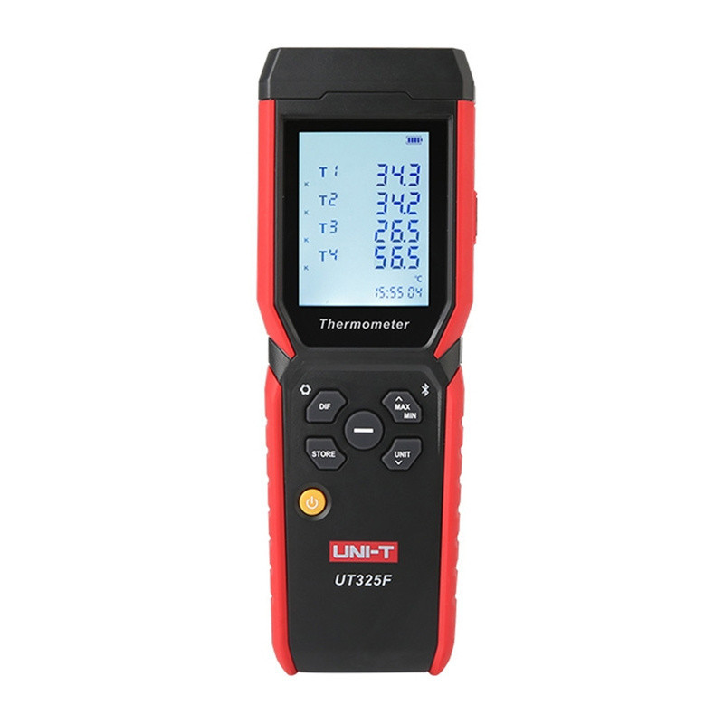 Termometras - Uni-T UT325F 4-Channel Temperatūros Matavimas, Bluetooth, Duomenų Registravimas, Juoda