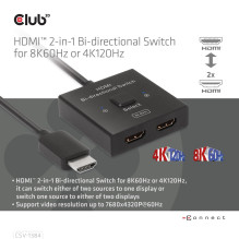 VIDEO JUNGIKLIS HDMI 2PORT / CSV-1384 CLUB3D