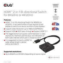 VIDEO SWITCH HDMI 2PORT / CSV-1384 CLUB3D