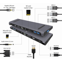I / O ADAPTER USB-C TO HDMI / USB3 / 10IN1 A-CM-COMBO10-01 GEMBIRD I / O ADAPTER USB-C TO HDMI / USB3 / 10IN1 A-CM-COMBO10-01 GEMBIRD