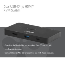 CLUB3D VIDEO JUNGTIKLIS KVM USB-C Į HDMI / DVIGUBAS CSV-2512