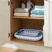 Beldray LA00000152EU7 40l Collapsible Laundry Basket, White / Blue