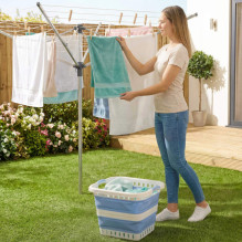 Beldray LA00000152EU7 40l Collapsible Laundry Basket, White / Blue