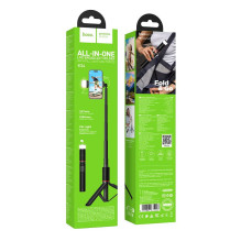 Selfie stick tripod with remote control + LED light Hoco K34 black