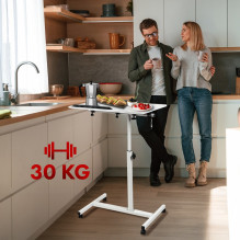 Maclean mobile desk / laptop stand, white, height adjustment 59-89cm, max. 30kg , MC-121 W