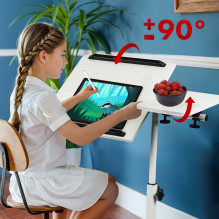 Maclean mobile desk / laptop stand, white, height adjustment 59-89cm, max. 30kg , MC-121 W
